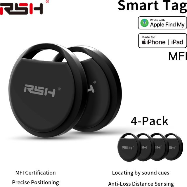 RSH Security Anti-Lose Locator für iOS, Bluetooth GPS-Tracker für Apple Find My, Schwarz - Bild 1