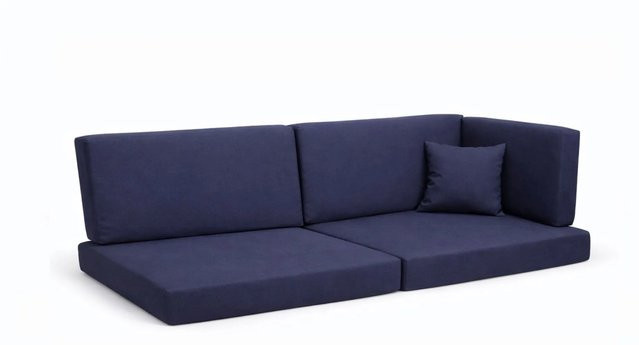 Setgarden Comfort Palettenkissen 6er Set für Outdoor mit Sitzkissen und Rückenkissen, Farbe Marine, Sitzkissen B/T/H: 120 x 60 x 10 cm, Rückenkissen B/T/H: 120 x 40 x 10 cm - Bild 1