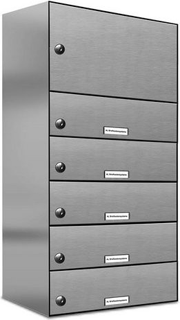 AL Briefkasten für 5 Parteien aus Edelstahl in Silber, B/H/T: 38,5 x 80,5 x 27,5 cm - Bild 1