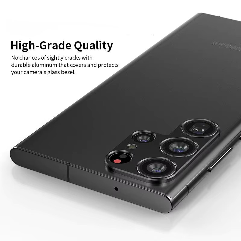 Aluminium Metall Objektiv Abdeckung und Displayschutzfolie für Samsung Galaxy S25 Ultra, S24 Ultra und S25 Plus in Schwarz - Bild 3