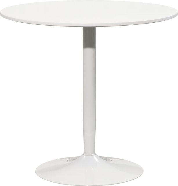 HOMCOM Runder Esstisch in Weiß, Moderner Küchentisch mit Stahlbein und Säulentisch, Durchmesser: 80 cm, Höhe: 75 cm - Bild 1