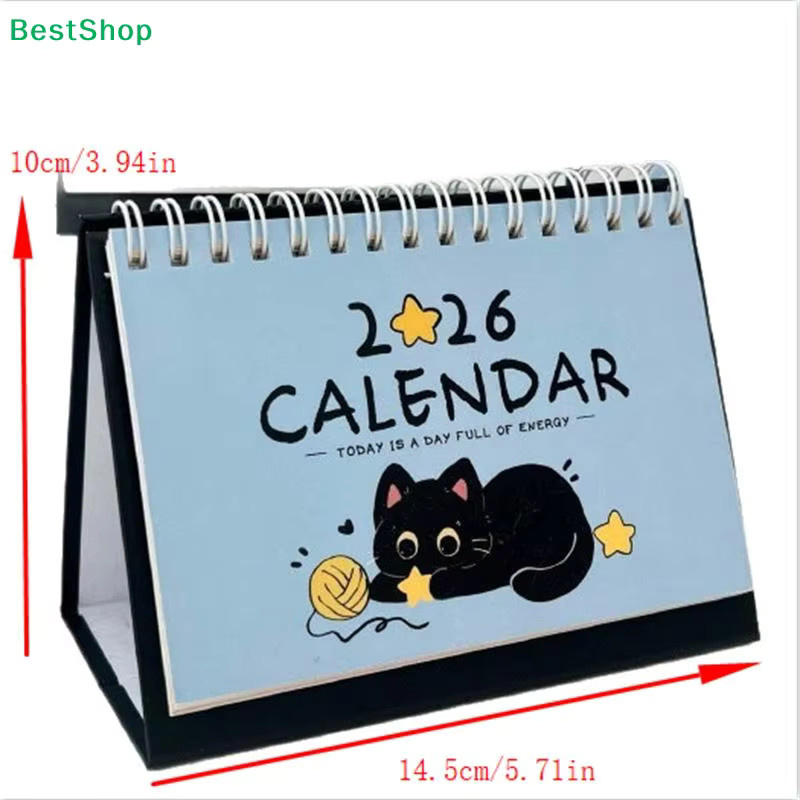 KOQZM Tischkalender 2026 Kohleball-Kätzchen in Schwarz und Blau mit monatlicher Planung und Katzenillustrationen - Bild 3
