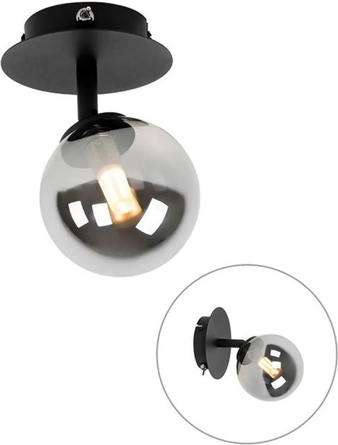QAZQA Rural Spot Wandleuchte Athen in Schwarz mit verstellbarem Rauchglas und Metallgehäuse - Bild 1