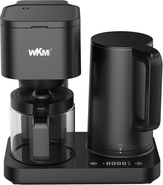 WKM 2 in 1 Kaffeemaschine und Wasserkocher KWK-1600 in Schwarz mit Glasbehälter und Touch-Display - Bild 1