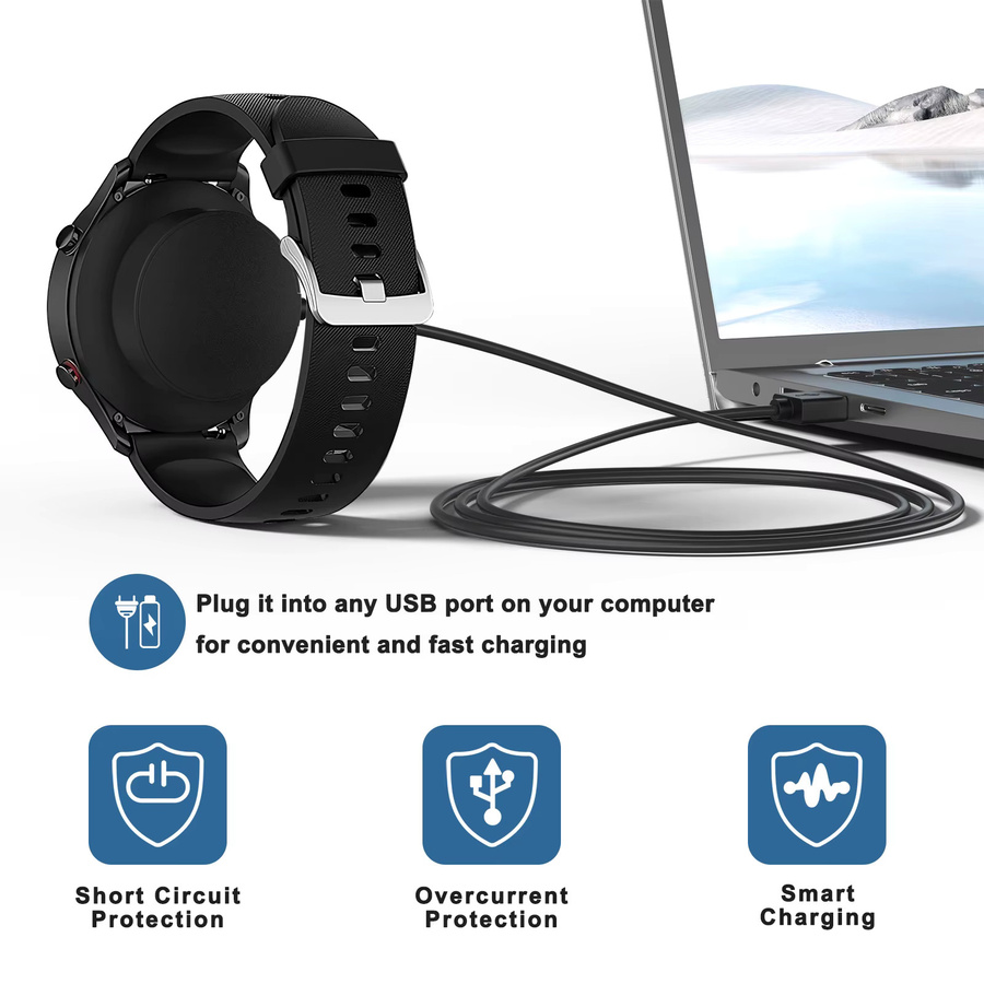 Xiaomi USB-Schnellladekabel für Mi Watch S1 Active und Color 2 Smartwatch, Schwarz, Länge: 100 cm - Bild 3