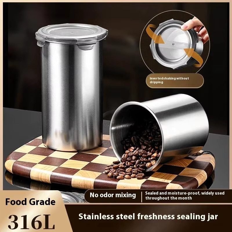 Hoeaden Edelstahl-Vorratsdosen-Set in Silber mit Clip-Verschluss, 500 ml, 900 ml und 1400 ml - Bild 3