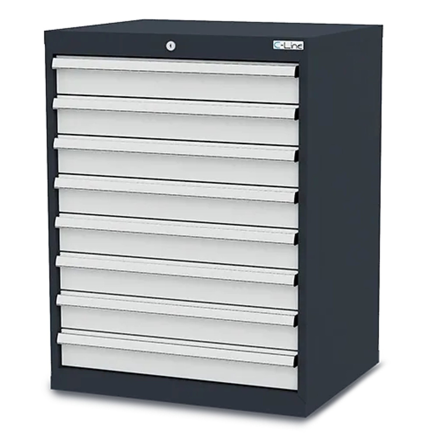 Simplaflex Schubladenschrank mit 8 Schubladen aus Stahlblech in Grau, B/T/H: 70 x 57,5 x 92 cm - Bild 2