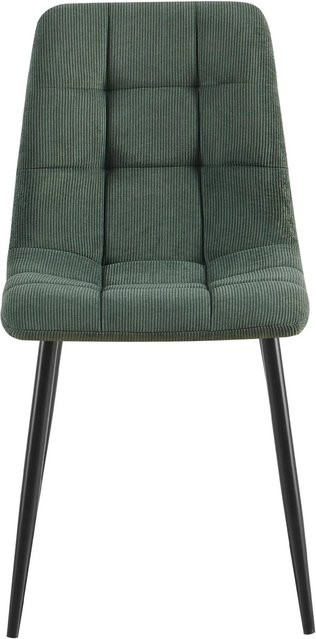 2er Set Esszimmerstühle DELUKE FANOR in Grün mit Cord-Bezug und Steppmuster, B/T/H: 45 x 55 x 84 cm - Bild 1