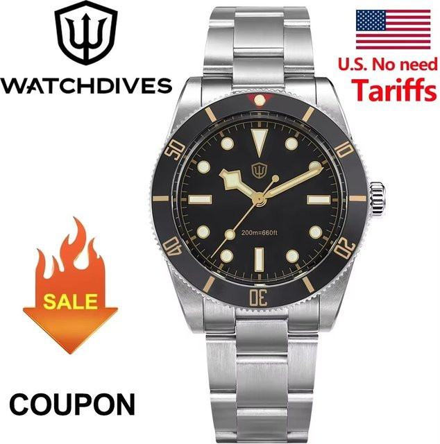 Watchdives Armbanduhr, Quarz, Edelstahl, 37 mm, Blau, Herren - Bild 1