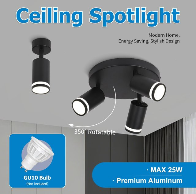 CANMEIJIA LED-Spot-Leuchte GU10 in Schwarz für Innenbereich - Bild 1