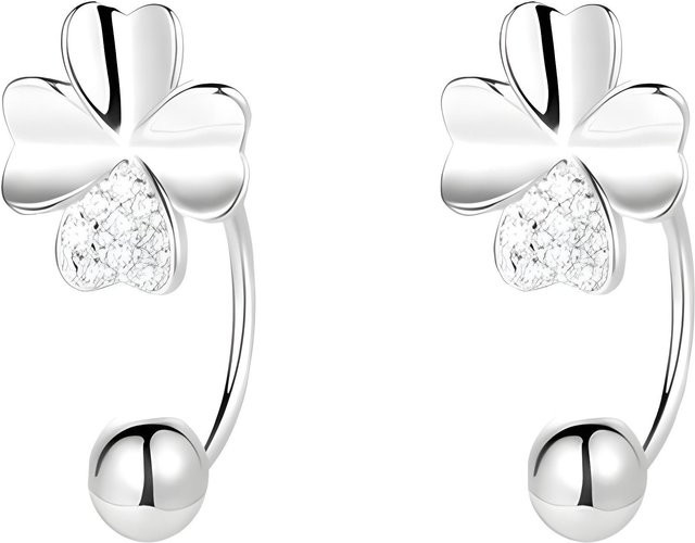 Lucky Star Jewelry Ohrstecker, 999 Silber, Kleeblatt, Zirkonia, Kristall - Bild 1