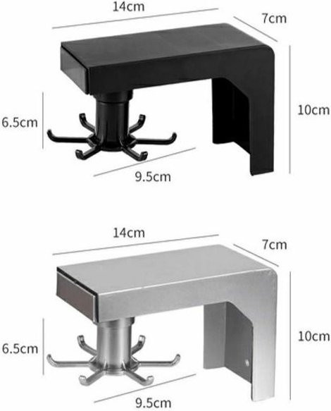 WTEMPO Multifunktionales Küchenregal mit drehbaren Wandhaken und Teleskopfunktion, Grau, Selbstklebend - Bild 1