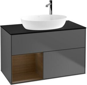 V&B Waschtischunterschrank Finion 100 mit Wandbeleuchtung in Anthrazit, B/T/H: 100 x 50,1 x 50,1 cm - Bild 1