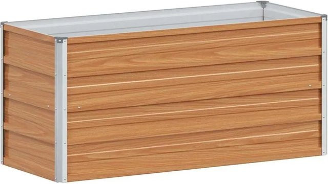 vidaXL Hochbeet aus verzinktem Stahl in Hellbraun B/T/H: 100 x 40 x 45 cm - Bild 1