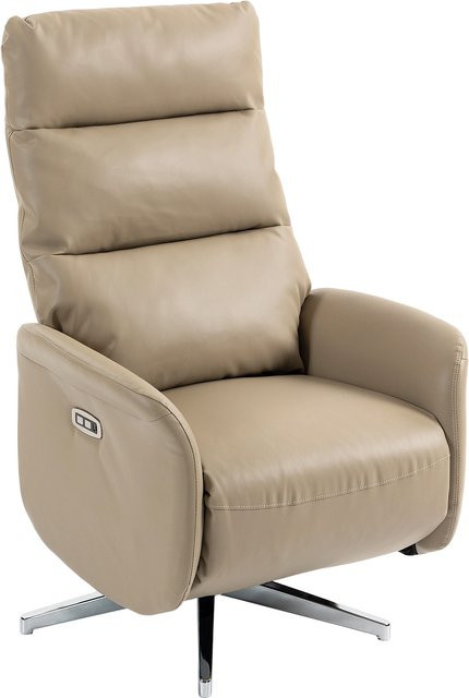 HOMCOM Elektrischer Relaxsessel in Braun mit Fußstütze, ergonomisch gepolsterter Sessel aus PU-Leder mit USB- und Type-C-Anschluss und 360 Grad Drehbarkeit - Bild 1
