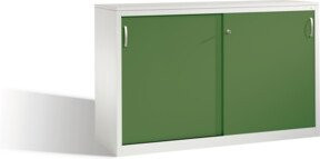 C+P Akten-Sideboard Acurado mit Schiebetüren, Korpus Lichtgrau und Front Resedagrün, H: 100 cm, B: 160 cm, T: 50 cm - Bild 1