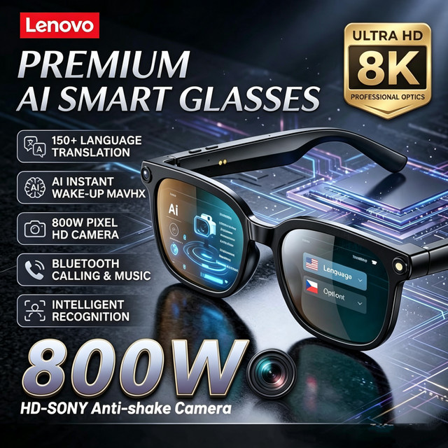 Lenovo Smartglasses Sonnenbrille, Vollrand, Kunststoff, black, orange - Bild 1