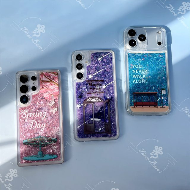 KPOP Group Spring Day Handyhülle mit Floating Liquid Quicksand und Glitter für Samsung Galaxy S25 S24 S23 A56 A36 A55 A54 A17 A07 - Bild 1