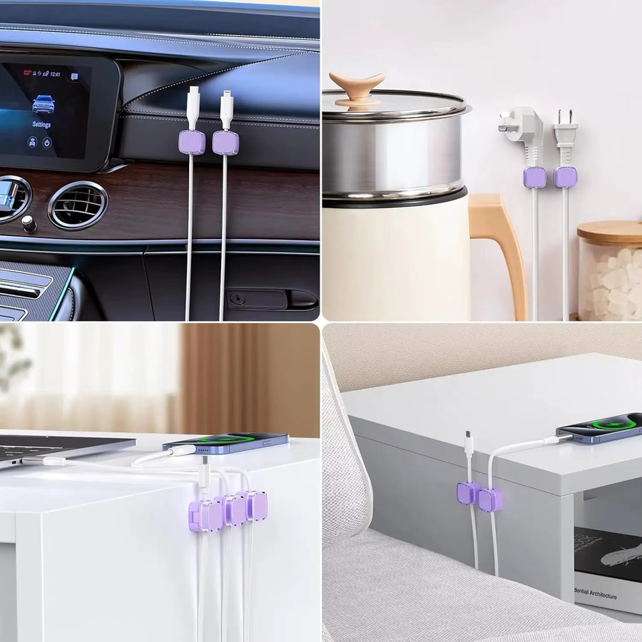 KAFNHCKA Magnetischer Clip-Kabel-Organizer aus Acryl in Schwarz und Bunt, Verstellbarer Kabelhalter für universelles Kabelmanagement und USB-Ladekabel - Bild 2