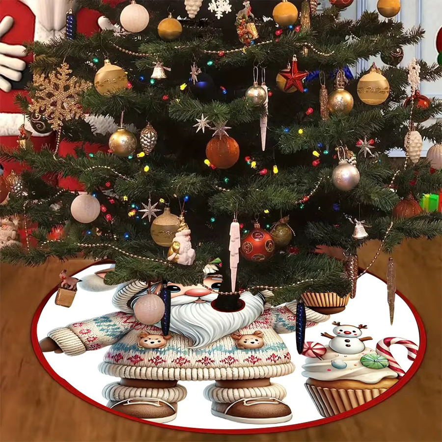 VIKAMA Weihnachtsbaum Rock mit Cartoon Weihnachtsmann, Geweih und Holly Berry Print in Multicolour zur Weihnachtsdekoration - Bild 1