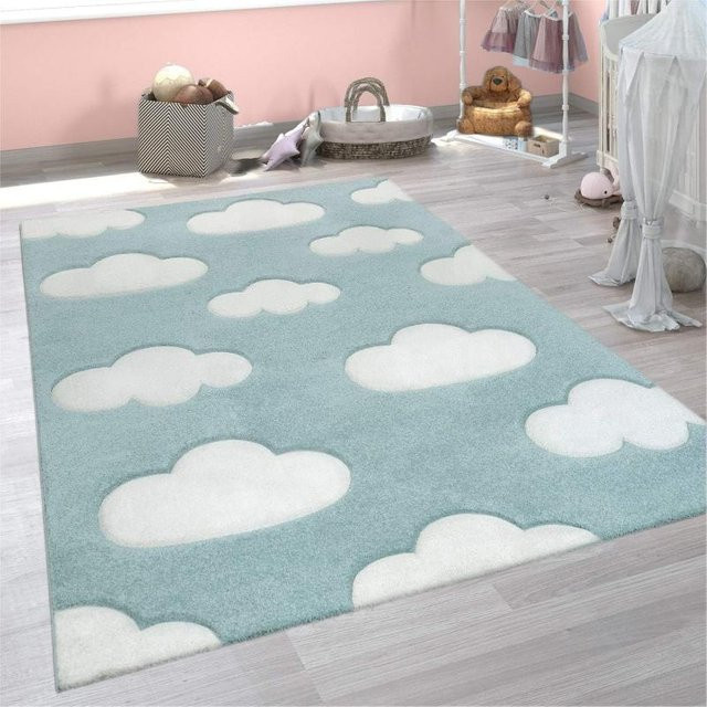 Karpetti Imitation Kaschmir Teppich in Blau, gestreift, modern, B/T: 60 x 40 cm - Bild 1