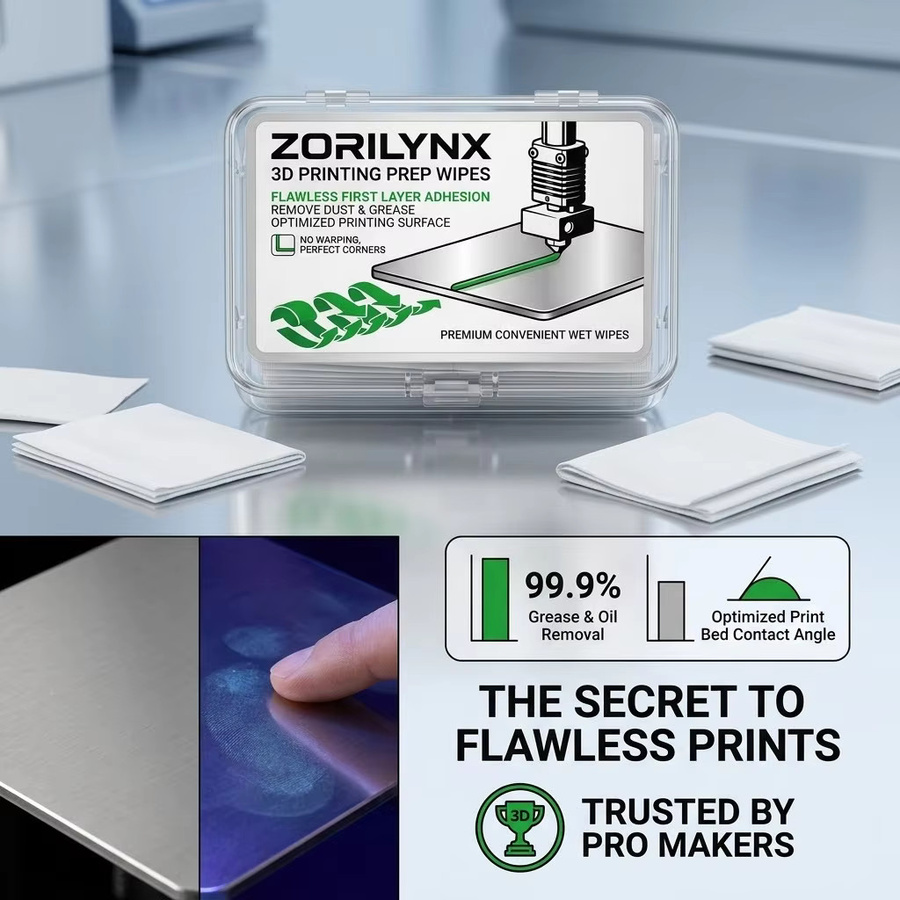 ZORILYNX Premium 3D-Drucker-Bett-Reinigungstücher für PEI-Glas und Federstahl-Bauplatten zur Optimierung der Druckfläche - Bild 4