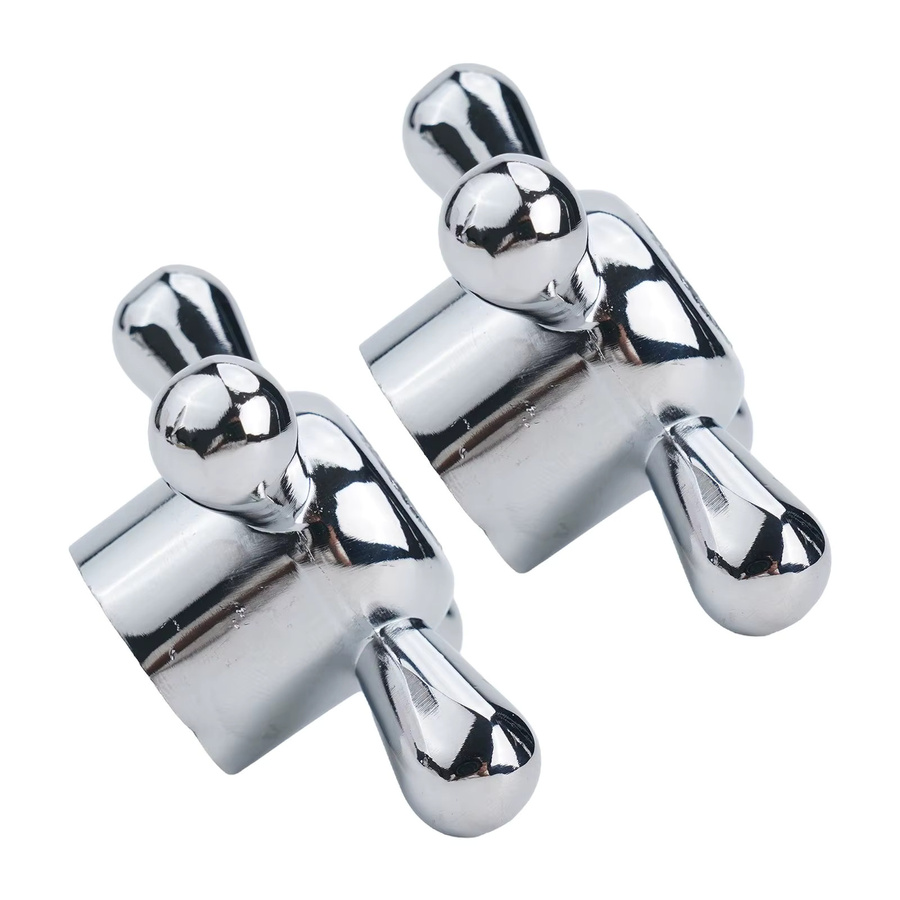 VIBRATITE 2er Set Kreuz Wasserhahn Griffe aus Messing in Chrom Silber mit Montageschrauben für Küche und Badezimmer - Bild 2