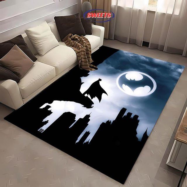 Karpetti DC Batman Logo Teppich Schwarz, Rutschfest, B/T: 80 x 140 cm - Bild 1