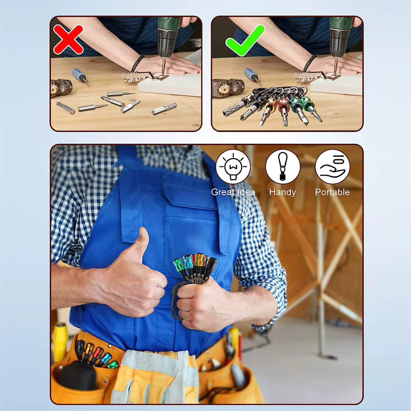 LUCHSHIY 6-teiliges Set Sechskantschaft Schraubendreher Kopf Halter und Verlängerungsstangen als Werkzeug-Adapter-Set - Bild 5
