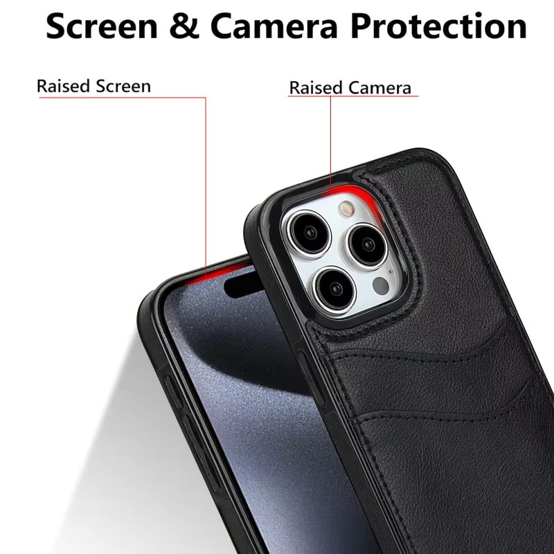 szHAIyu Brieftasche aus PU-Leder mit Kartenhalter und Handyhülle für iPhone Modelle in Schwarz oder Braun - Bild 2