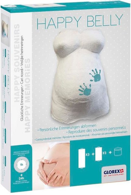 GLOREX Gips Bauchabformset Happy Belly für Erwachsene in Weiß - Bild 1