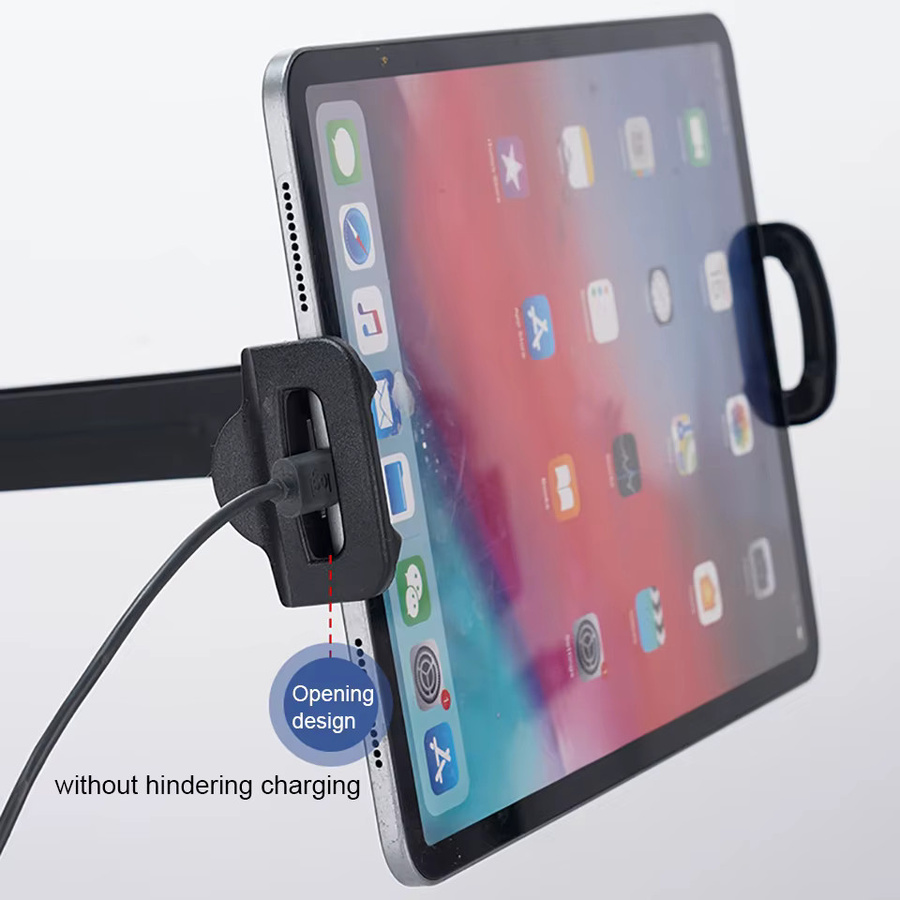 OUTMIX Tablet-Wandhalterung aus Aluminiumlegierung in Schwarz, faltbarer und 360 Grad drehbarer Universeller Handy- und Tablet-Ständer - Bild 3