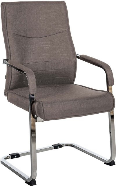 CLP Esszimmerstuhl Hobart Freischwinger mit Armlehnen, ergonomisch gepolsterter Konferenzstuhl aus Stoff in Grau mit Metallgestell - Bild 1
