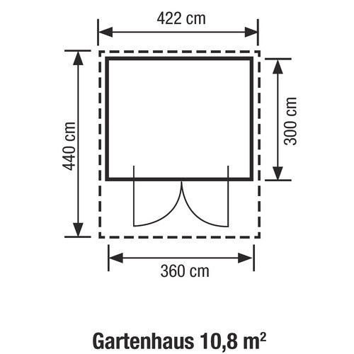 WOLFF FINNHAUS Gartenhaus Lotta 3939 44 aus Holz in Beige, B/H/T: 422 x 277 x 300 cm - Bild 2