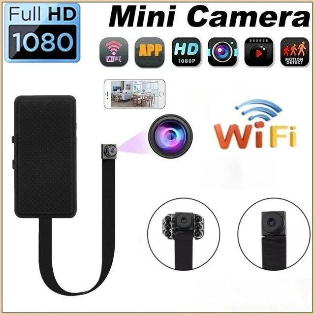 DIXSG Mini WLAN-Kamera HD 1080P mit Infrarot-Nachtsicht und Bewegungserkennung in Schwarz - Bild 1