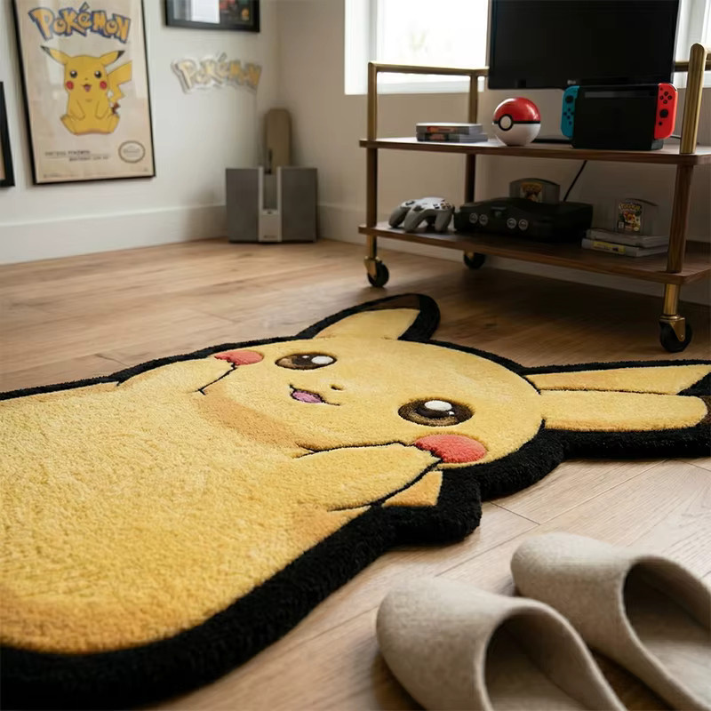 Bandai Pikachu Plüsch-Teppich Gelb Weiche Bodenmatte für Kinderzimmer und Wohnzimmer - Bild 3