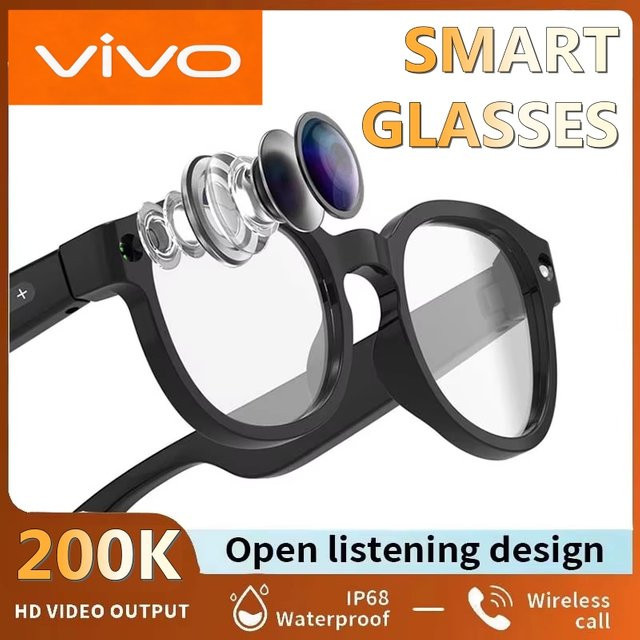 VIVO KI-Smart-Brille in Schwarz mit 2MP Kamera, Videoaufnahme, KI-Übersetzung und WLAN-Übertragung - Bild 1