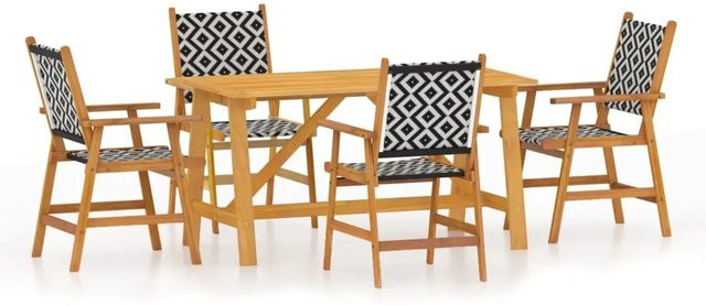 vidaXL 5-tlg Garten-Essgruppe aus Massivholz Akazie in Braun, Modell 23 - Bild 1
