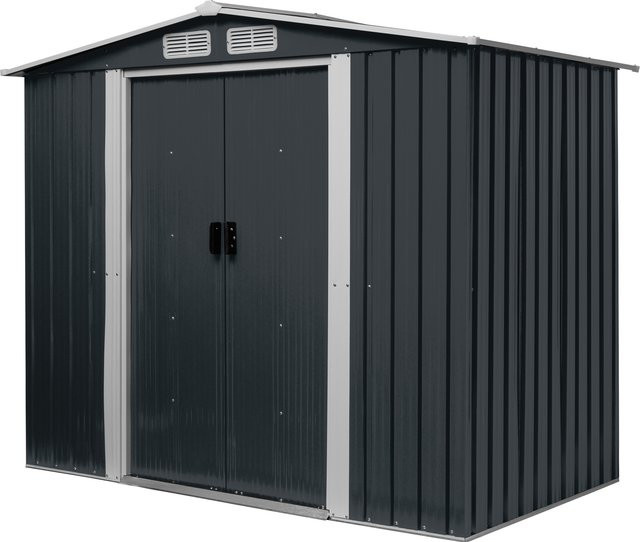 PARKSIDE Gartengerätehaus M aus Stahl in Anthrazit mit Satteldach und Schiebetür, B: 178 cm, H: 130 cm, T: 130 cm - Bild 1