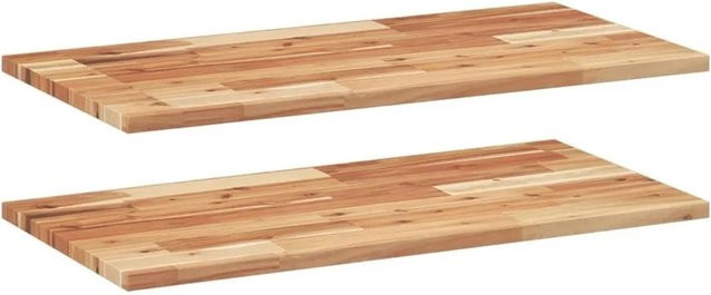 vidaXL Schweberegale Set aus 2 Stück aus Massivholz Akazie, Ölbehandelt, Braun, B/T/H: 60 x 40 x 2 cm - Bild 1