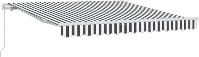 vidaXL Markise manuell mit Kurbel aus Aluminium und Polyester, Anthrazit & Weiß, B: 300 cm, H: 250 cm - Bild 1