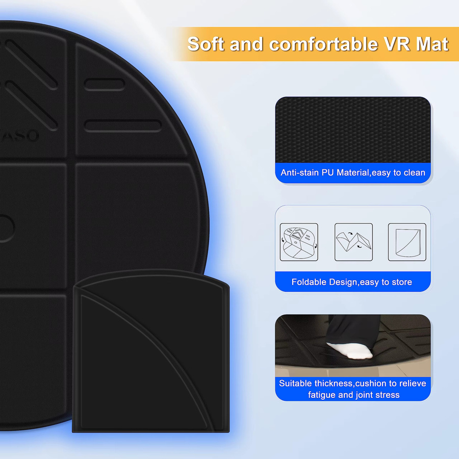 DEVASO Faltbare VR-Matte für Meta Quest 3S und Quest 3, runde Anti-Ermüdungs-Bodenmatte in Schwarz - Bild 4
