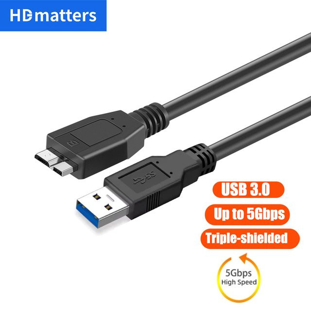 HDmatters USB 3.0 auf Micro B Kabel in Schwarz für externe Festplatten von Western Digital, Toshiba, Lacie und Seagate - Bild 1