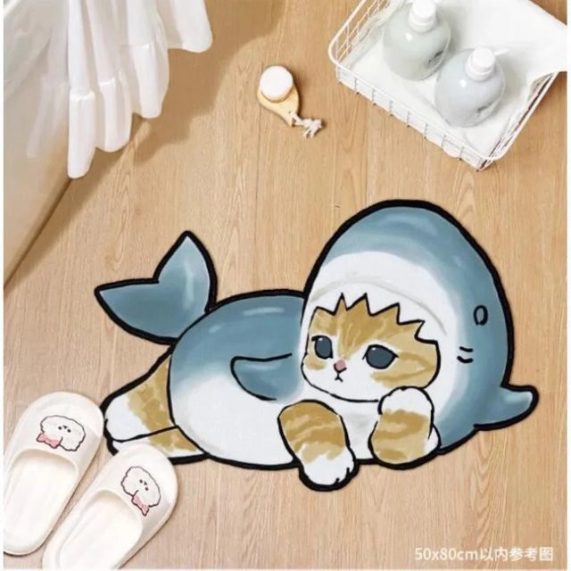 VIKAMA Katzen-Teppich, weicher und rutschfester Badvorleger mit Tier-Design, B/T: 60 x 40 cm - Bild 1