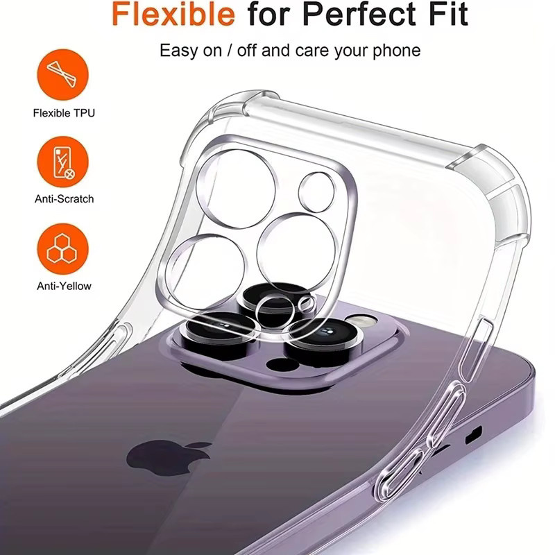 Stoßfeste Silikon-Schutzhülle für Apple iPhone 16 Pro Max, iPhone 16 Plus, iPhone 16E und iPhone 16 Pro in Transparent - Bild 4