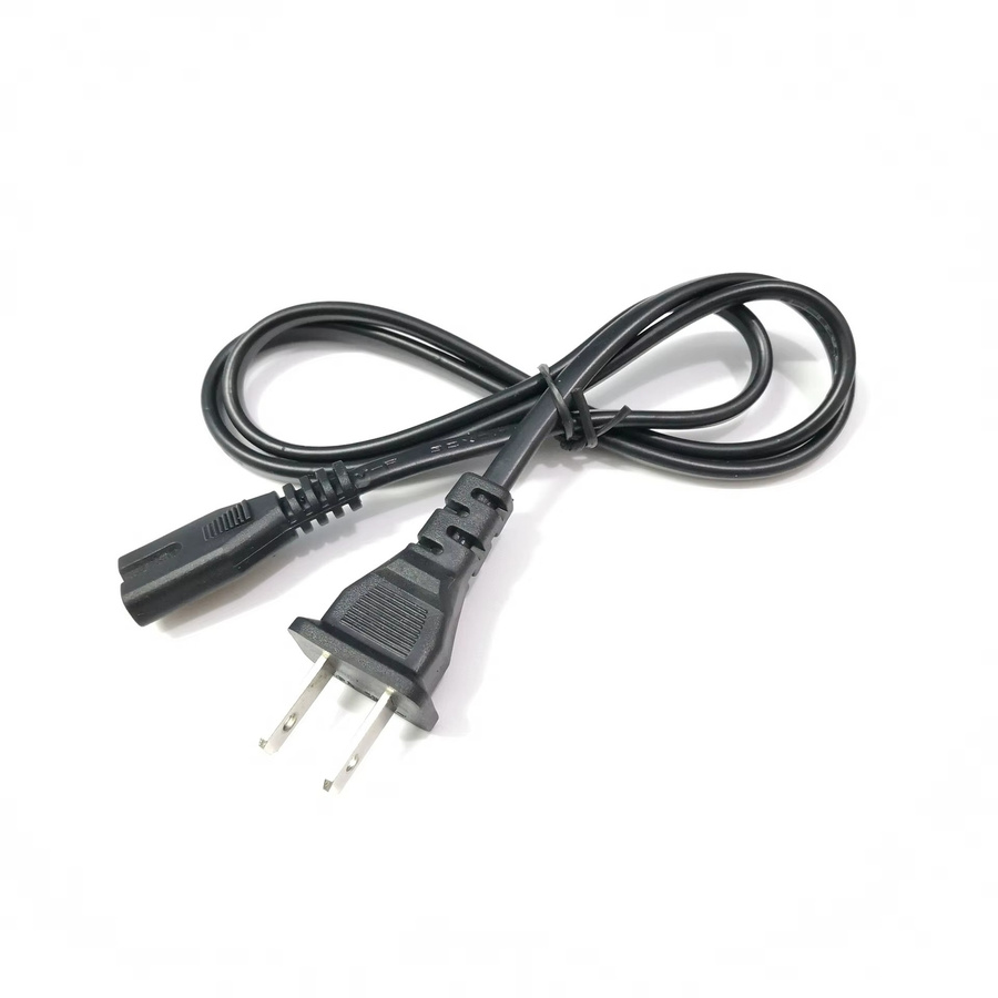 LAJQTAO 2-poliges Verlängerungskabel US-EU auf C7 C8 Netzkabel für Laptop und PS2/PS3 in Schwarz, Länge: 1 m - Bild 1