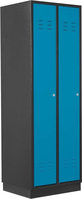 PROREGAL Garderobenschrank Ermine mit 2 Türen, Anthrazitgrau/Lichtblau, H x B x T: 178 x 60 x 50 cm - Bild 1