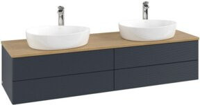 V&B Waschtischunterschrank Antao mit Frontstruktur und Beleuchtung, Farbe: Braun, Eiche lackiert, B: 160 cm, T: 50 cm - Bild 1