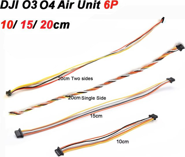 2er-Set DJI O3 O4 Air Unit Direktstecker 6P Anschlusskabel aus Silikon für F4 F7 Flight Controller FPV Drohnen, Mehrfarbig - Bild 1