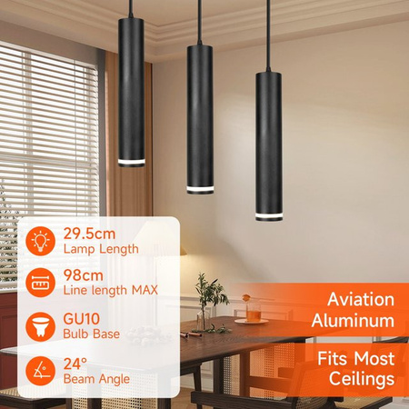 CANMEIJIA LED-Pendelleuchte in Schwarz mit austauschbarer Glühbirne für Küche, Esszimmer und Schlafzimmer